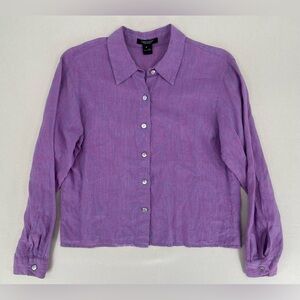 Karen Kane women’s long sleeve button-down shirt, lavender/purple . Size M